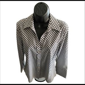 Talbots, Womens, S10, Wrinkle Resistant,  V-Neck,  Button Front, Long Sleeve Top